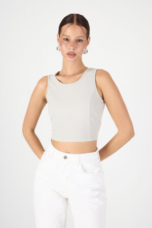 Arka Bel Dekolte Bluz Kadın Sandy Kumaş Şık Model