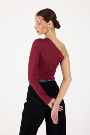 Crop Tek Omuz Buluz Uzun Kollu