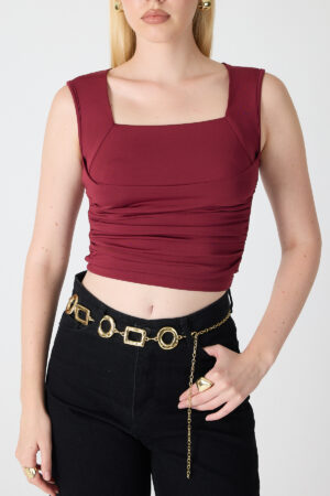 Drapeli-Kadın Drapeli Bluz Kare Yaka Sandy Şık Model