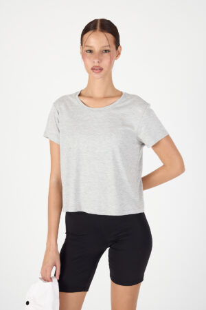 T-SHIRT-406 Kadın Basic Tişört Viscon İnterlok Rahat Kesim