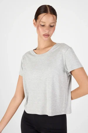 T-SHIRT-406 Kadın Basic Tişört Viscon İnterlok Rahat Kesim