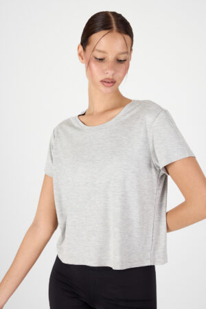 T-SHIRT-406 Kadın Basic Tişört Viscon İnterlok Rahat Kesim