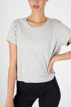 T-SHIRT-406 Kadın Basic Tişört Viscon İnterlok Rahat Kesim